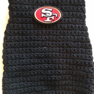Black San Francisco 49er Dog Sweater Hand Crochet Size Small